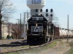 NS 3474 leads train P15 down the yard lead